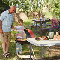 Table pliante rectangulaire moderne en aluminium argenté pour l'extérieur, légère et portable pour le camping