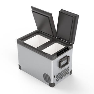 ثلاجة سيارة صغيرة 12 فولت 24 فولت مع مقبض، تعمل بالضاغط للتبريد، ثلاجة صغيرة ومجمد، بسعة 35 لتر و45 لتر و55 لتر، مع مناطق تبريد مزدوجة - Product Image 1