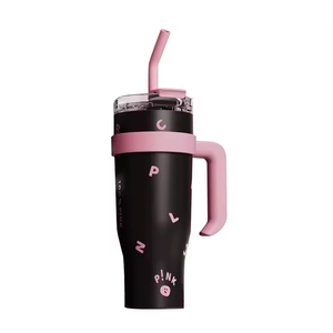 Wholesale Black Pink Stainless Steel <b>Thermos</b> Cup Insulated 24hr Thermal Insulation Large Coffee Straw Mug 1250ml Tumbler Handle - Product Image 4