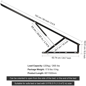 Pistone a Gas <span class=keywords><strong>per</strong></span> Sollevamento <span class=keywords><strong>Mobili</strong></span> da 21 Pollici, 120KG, Personalizzabile, <span class=keywords><strong>per</strong></span> Letto a Scomparsa (Acciaio/Acciaio Inossidabile) - Product Image 1