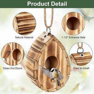 Modern Print Wooden Tree Hole <strong>Birdhouse</strong> Outdoor Nesting Hanging <strong>Small</strong> Bird House Bluebird Pet Furniture High Standard Quality - Product Image 2