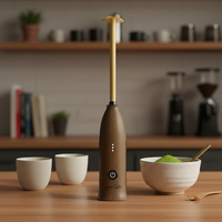 Ensemble de fouets à matcha électriques écologiques de luxe pour usage commercial, design moderne en bambou de haute qualité pour le café et le thé