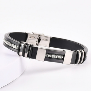 Bracelet en caoutchouc personnalisable avec gravure, bracelet en cuir tressé personnalisé, bracelet en corde métallique pour hommes - Product Image 6