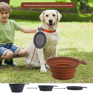 Custom Logo Outdoor Folding Silicone Pet Dog Bowl Hanging Hole Promotional for Indoor/Outdoor Cat Dog Food Use Promotions - Product Image 3