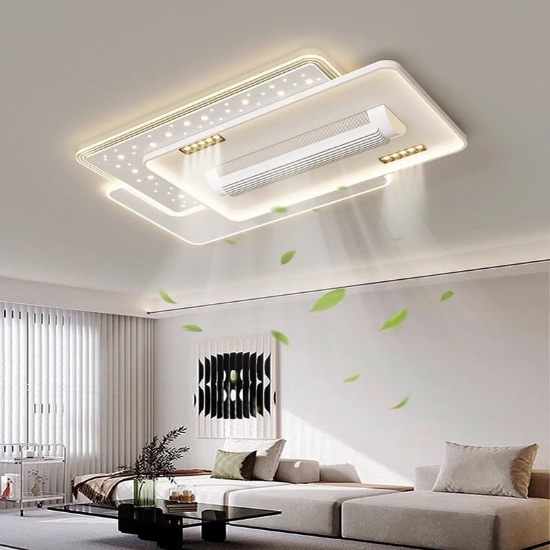 Full Spectrum Bladeless LED Ceiling Fan Light with Remote Control Modern Silent Leafless Ceiling Fan for Bedroom Living Room