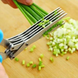 K689 Nouveau Ciseaux de cuisine 19 cm à 5 lames pour hacher les oignons verts, les herbes, les algues et les épices - Product Image 1