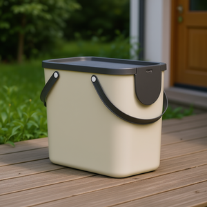 Rotho Waste Container Albula <b>3</b> Pack Rectangular <b>Bin</b> With Lid And Handles For Indoor Outdoor Use - Product Image 3