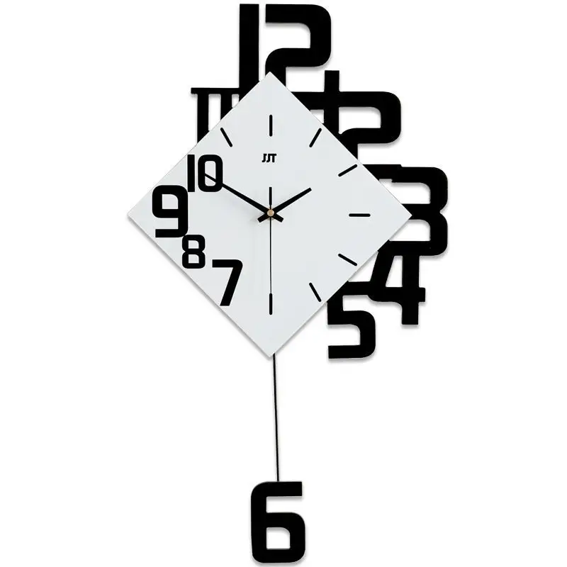 맞춤형 유행 유럽 스타일 거실 장식 크리 에이 티브 스윙 시계 나무 디지털 벽시계