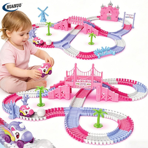 Set <span class=keywords><strong>de</strong></span> Pistas <span class=keywords><strong>de</strong></span> Carreras <span class=keywords><strong>de</strong></span> Coches <span class=keywords><strong>de</strong></span> Princesas Rosas para Niñas, Set <span class=keywords><strong>de</strong></span> Pistas <span class=keywords><strong>de</strong></span> Carreras Flexibles DIY con 232 Piezas <span class=keywords><strong>de</strong></span> Camiones Monstruo y Tren Mágico Plegable - Product Image 6