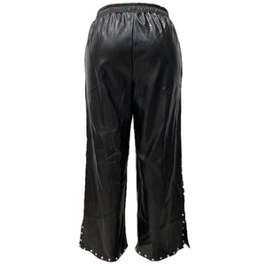 Pantaloni Larghi Casual da Donna Autunno/Inverno in <span class=keywords><strong>Pelle</strong></span> PU con Tasche e Strass, Tinta Unita, Stile Sehe Fashion - Product Image 5