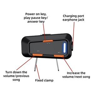 Nouveau <span class=keywords><strong>casque</strong></span> de moto pour adultes BK en ABS avec <span class=keywords><strong>casque</strong></span> intégré, étanche, antibruit, effet lumineux RVB, ajustement universel, interphone - Product Image 2