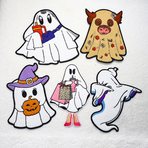 Moda personalizable Chenille gran fantasma parche hierro en bordado Halloween camisa parches al por mayor - Product Image 6
