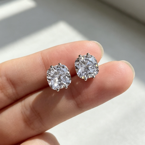 Pendientes de Diamante Cultivado en Laboratorio con Corte Cojín de 4 Puntas IGI, Estilo Vintage para Mujer, Oro Blanco de 10K/14K/18K, Solitario - Product Image 1