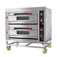 Four à gaz commercial à 2 étages avec 4 plateaux et étagère pour la boulangerie, la pizza et la pâtisserie, four industriel de qualité d'occasion à bon prix