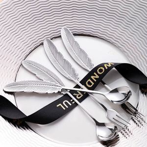 CREATIVE Luxury Stainless Steel Feather-Shaped Dessert <b>Spoon</b> Durable Tea/<b>Coffee</b> Stirring <b>Spoon</b> for Parties - Product Image 4