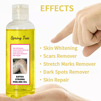 Huile de peeling liquide jaune super puissante, éclaircissante pour les coudes, les genoux, les mains, le corps, blanchiment de la mélanine, peau foncée, forte