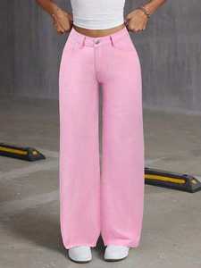 Pantalon droit pour <span class=keywords><strong>femme</strong></span> de haute qualité, respirant, à séchage rapide, coupe ample, jean décontracté à jambes larges, jean d'été - Product Image 3