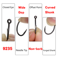 Vente en gros de hameçons pour carpe sans barbe en acier à haute teneur en carbone, gris, noir, tige incurvée, poils de carpe/Chod Zig Rig 2-10 tailles, lac/réservoir
