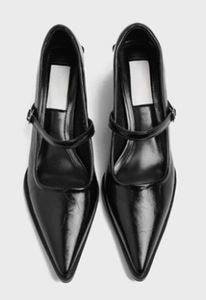 Eleganti Scarpe Mary Jane Nere - Tacco a Blocco <span class=keywords><strong>con</strong></span> Punta Affusolata e <span class=keywords><strong>Cinturino</strong></span> Regolabile, Stile Intramontabile per Uscite Quotidiane - Product Image 2