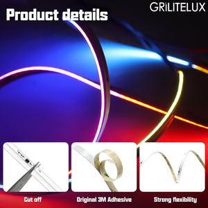 Tira de Luz LED RGBIC Pixel Flow COB con Chip WS2811, 11W/m, Cortable, Diseño COB de Emisión Lateral de 100mm, Direccionable - Product Image 2