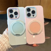 Coque Souple Gelée Anti-choc Macaron Bicolore avec Béquille Rotative à 360° pour Filles, Compatible iPhone 18 Pro Max 17 16 15 14 13