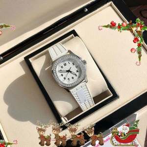 Reloj Mecánico Automático Blanco Personalizado de Alta Calidad con Correa de Goma, Esfera Blanca y Bisel con Diamantes para Mujer - Product Image 3