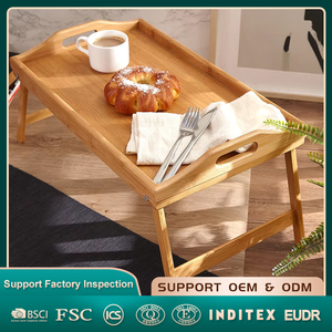 Natural House Wholesale Bamboo <strong>Bed</strong> <strong>Tray</strong> <strong>Table</strong> with Folding Legs Portable Foldable Serving Laptop Breakfast in <strong>Bed</strong> <strong>Tray</strong> - Product Image 1