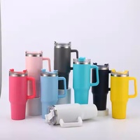 Gobelet isotherme en acier inoxydable à double paroi de 40 oz, personnalisé, pour l'aventure, avec poignée, pour le voyage et le café