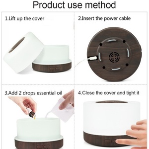 Humidificador de Aire con 7 Luces LED de Colores, Difusor de Aroma de 700 ml, Control Remoto, Aceite Esencial, Aromaterapia Eléctrica de Madera, Purificador - Product Image 4