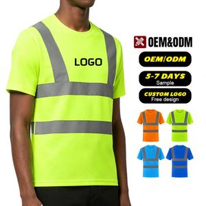 Camiseta de Alta Visibilidad para la Industria de la Construcción con Logotipo Personalizado, Ropa de Trabajo de Seguridad Reflectante, Camiseta Transpirable de Manga Corta - Product Image 1