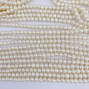 Hebras de perlas naturales de agua dulce, 4-8mm, en forma de arroz, para fabricación de joyas, venta al por mayor