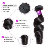 Cheveux Indiens Remy Vierges Non Traités de Grade 10A, Tissage de Cheveux à Double Trame Faite à la Machine, Ondulation Lâche, 4 Paquets, Couleur Naturelle, Cheveux Humains