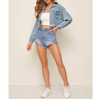 Veste en jean déchirée bleue à bords effilochés S-XXL pour femme, printemps-automne, simple boutonnage, décontractée, manteau en denim