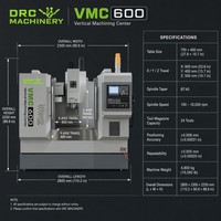 Centro de Mecanizado Vertical VMC600-GSK, Fresadora CNC BT40 de 3 Ejes para Procesamiento de Metales