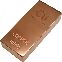 Barra de Cobre de Inversión 1000g 999.9% Puro Cu Sólido Forma Cuadrada Sin Aleación