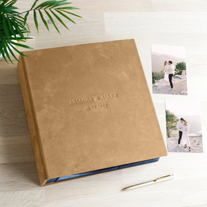 Album photo à mémoire de forme en papier de luxe blanc personnalisé pour mariage, couverture en daim, sans lacet, pour photos de 100 à 1000x6 - Product Image 3