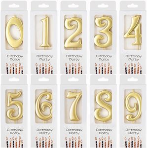 Lot de 10 bougies d'anniversaire dorées numérotées de 0 à 9, bougies numérotées dorées pour l'anniversaire du numéro un, pour fêtes et baby showers - Product Image 6