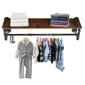 Unho <strong>Wall</strong> <strong>Mounted</strong> <strong>Clothes</strong> <strong>Rail</strong> with Shelf, Industrial Pipe <strong>Clothes</strong> Rack 39.3''Garment Rack <strong>Wall</strong> Hanger for <strong>Clothes</strong> Save Space - Product Image 5