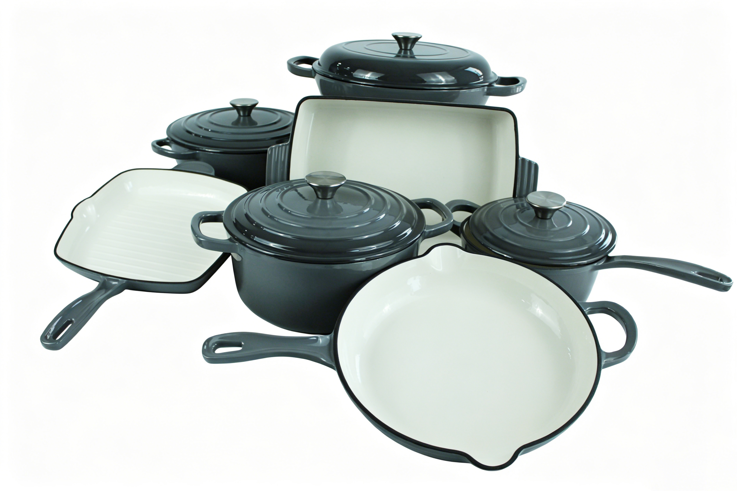 High Quality 7-Piece Enamel Cast Iron Cookware Set Skillet Casserole for Home Restaurant Cooking · image 3