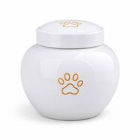 Urne funéraire en céramique blanche pour animaux de compagnie, avec empreinte de patte dorée, 5 tailles (115, 150, 280, 440, 685 ml), hermétique, étanche, fermeture sécurisée, commémorative pour animaux.