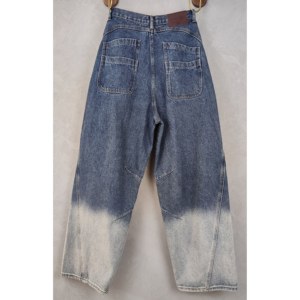 Jeans à jambes larges taille haute pour femmes : style pantalon croisé, processus de lavage à <span class=keywords><strong>la</strong></span> pierre dégradé, service OEM disponible - Product Image 2