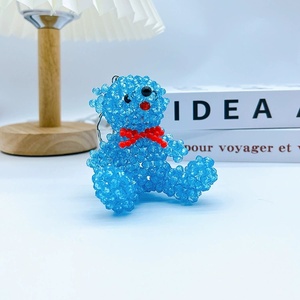 Multi Colors Glass Beads Keyrings Customize Accepted Cartoon 6mm Acrylic Beads Handmade Bag Charm <b>Cute</b> Bowknot <b>Bear</b> Keychains - Product Image 4