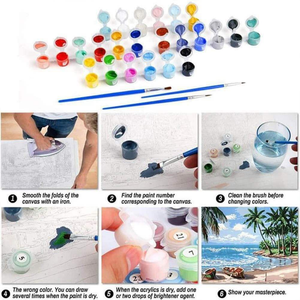 Peinture HJ prête à être expédiée, personnages de dessins animés, peinture acrylique DIY par numéros, 35*35cm, kit sur toile encadrée - Product Image 6