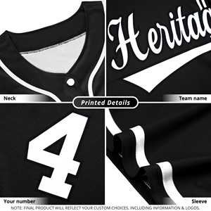 Camiseta de Béisbol Clásica Personalizada en Blanco y Negro, Estilo Auténtico - Product Image 2