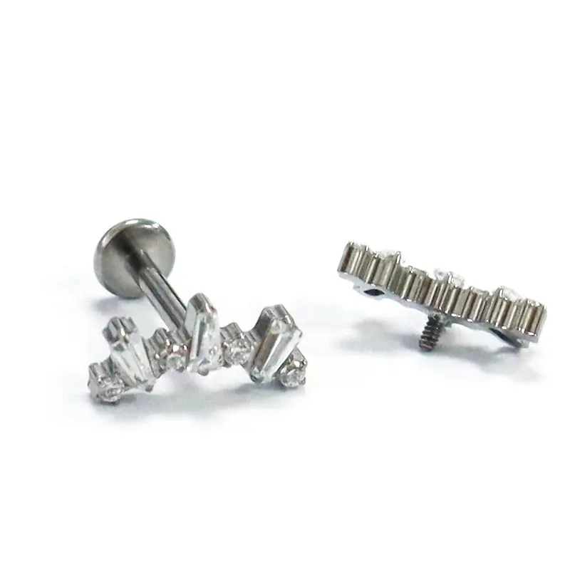Ohrringe aus Titanlegierung 5A Zirkon geeignet für empfindliche Ohren G23 Reine Titan-Ohrringe Zirkon-Ohrringe menschlicher Piercing-Schmuck