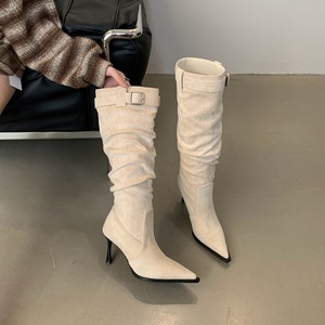 Nouvelle Collection 2026 – Bottes en Daim Montantes pour Femme, Style Rétro Tendance, Polyvalentes, Talon Fin, Bout Pointu, Rehaussantes - Product Image 6