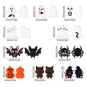 Cuentas focales de silicona 3D de Halloween con diseños de calabaza, murciélago, araña, bruja y lobo para bolígrafos con cuentas, llaveros y manualidades DIY - Product Image 6