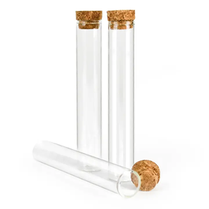 Tube à essai en verre avec <span class=keywords><strong>bouchon</strong></span> en liège naturel, personnalisable par l'usine OEM, diamètres <span class=keywords><strong>85mm</strong></span>, 115mm, 120mm - Product Image 1