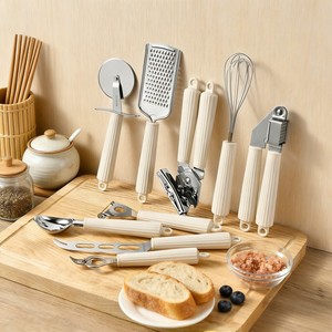 Stainless Steel Kitchen Gadget <b>Set</b> 9 Piece With Egg Beater Can Opener Pizza Cutter Garlic Press Easy To Clean Cooking <b>Tool</b> <b>Set</b> - Product Image 3