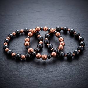 Bracciale di Ematite Fatto a Mano di Tendenza con <span class=keywords><strong>Perline</strong></span> in Rame, Bracciale Minimalista Moderno con <span class=keywords><strong>Perline</strong></span>, Gioiello Unisex alla Moda, Regalo per Uomo - Product Image 1